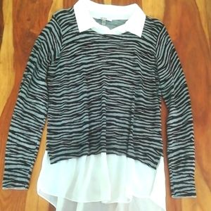 DKNYC Zebra Layered Sweater